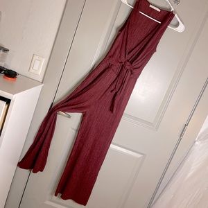 Textured Maroon/Garnet Jumpsuit - Size S